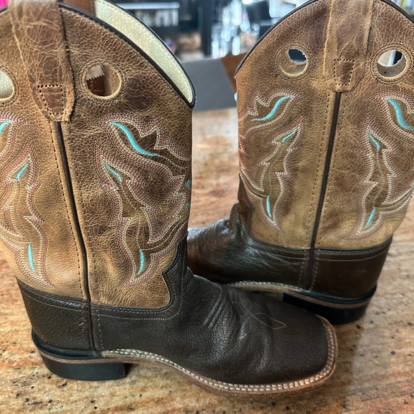 Old west cowboy boots sz 20 big kids 2/3 leather - Picture 4 of 6